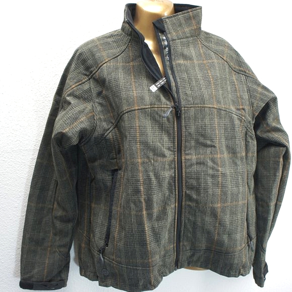 Mens storm tech  performance olive plaid jacket size L  NWTS
